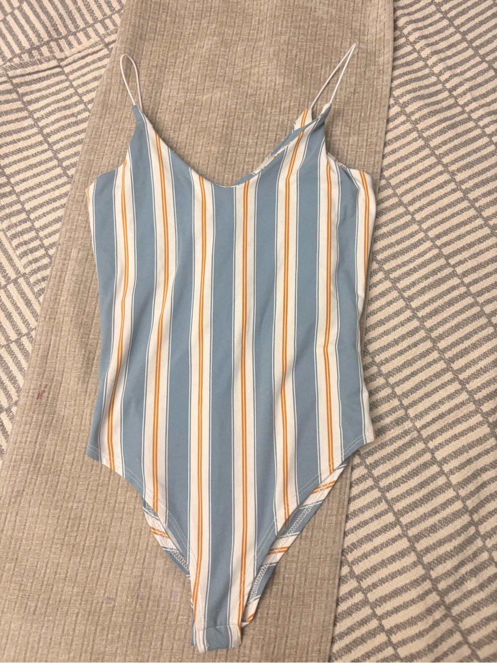 gaze Blue, White & Orange Striped Sling Dress